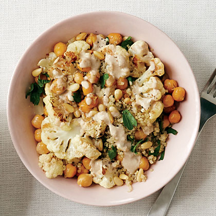 Cauliflower and Chickpea Quinoa with Tahini Drizzle Cauliflower and Chickpea Quinoa with Tahini Drizzle