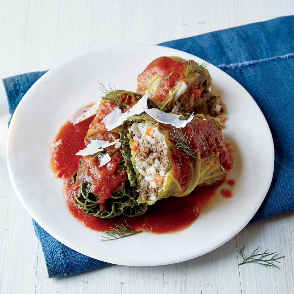Stuffed Savoy Cabbage with Tomato Sauce Stuffed Savoy Cabbage with Tomato Sauce