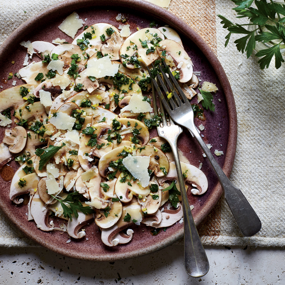 Mushroom Carpaccio with Gremolata and Shaved Parmigiano Mushroom Carpaccio with Gremolata and Shaved Parmigiano