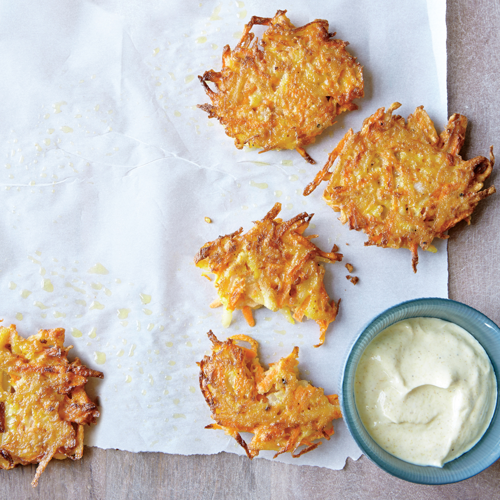 Potato and Carrot Pancakes with Curry Sauce Potato and Carrot Pancakes with Curry Sauce