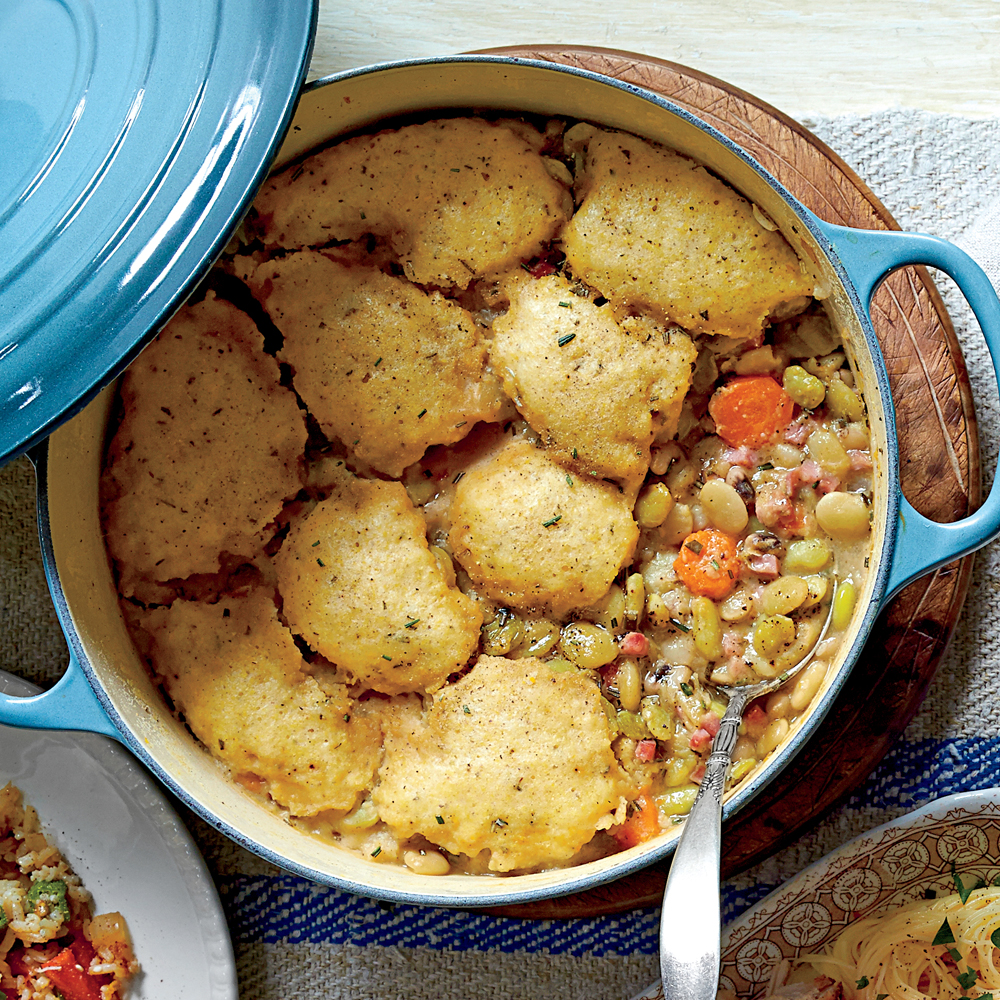 Three-Bean Cassoulet with Cornmeal Dumplings Three-Bean Cassoulet with Cornmeal Dumplings