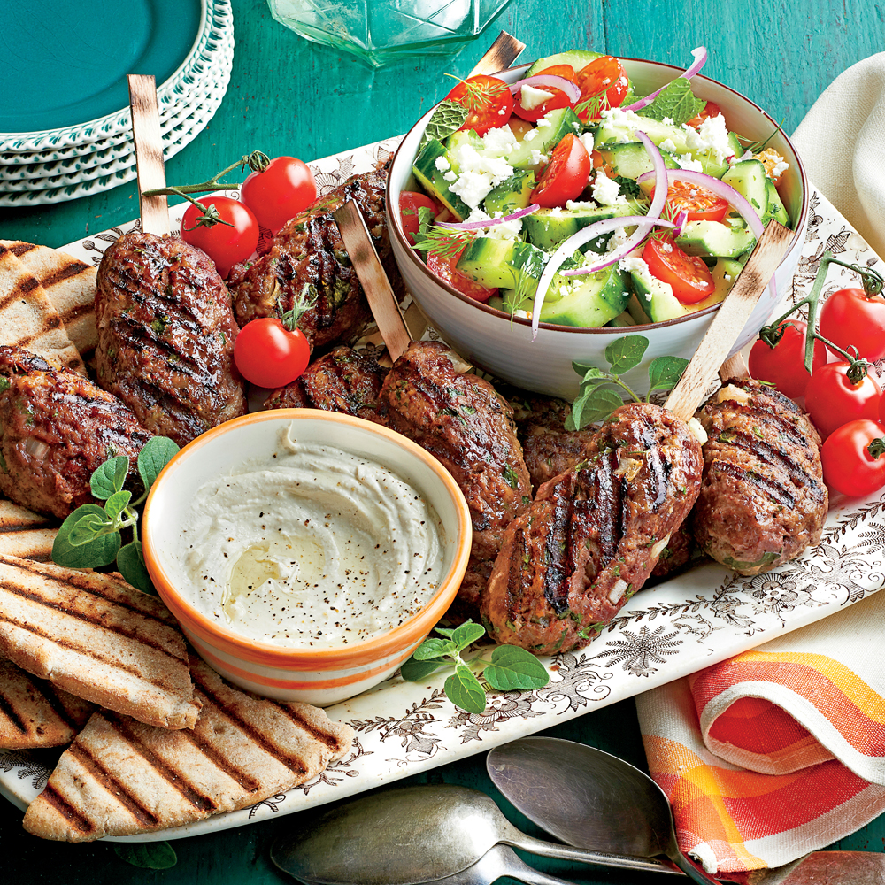 Spiced Beef Kabobs with Herbed Cucumber and Tomato Salad Spiced Beef Kabobs with Herbed Cucumber and Tomato Salad
