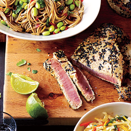 Sesame Tuna with Edamame and Soba Sesame Tuna with Edamame and Soba