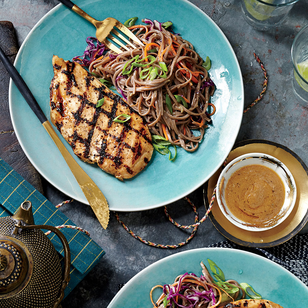 Grilled Chicken and Soba Noodles with Miso Vinaigrette Grilled Chicken and Soba Noodles with Miso Vinaigrette