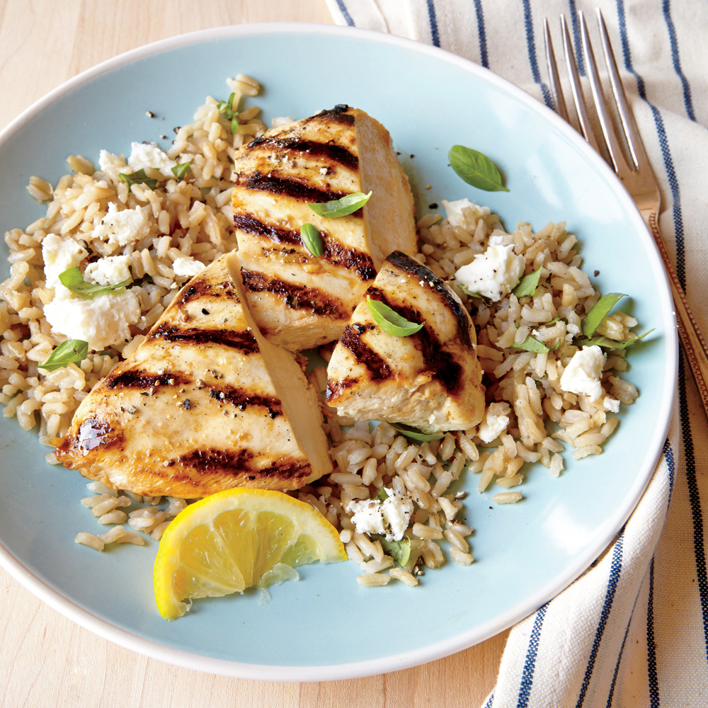Grilled Lemon Chicken with Feta Rice Grilled Lemon Chicken with Feta Rice