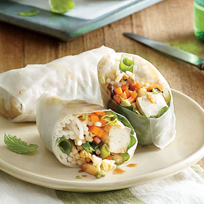 Basil Summer Rolls with Peanut Dipping Sauce Basil Summer Rolls with Peanut Dipping Sauce