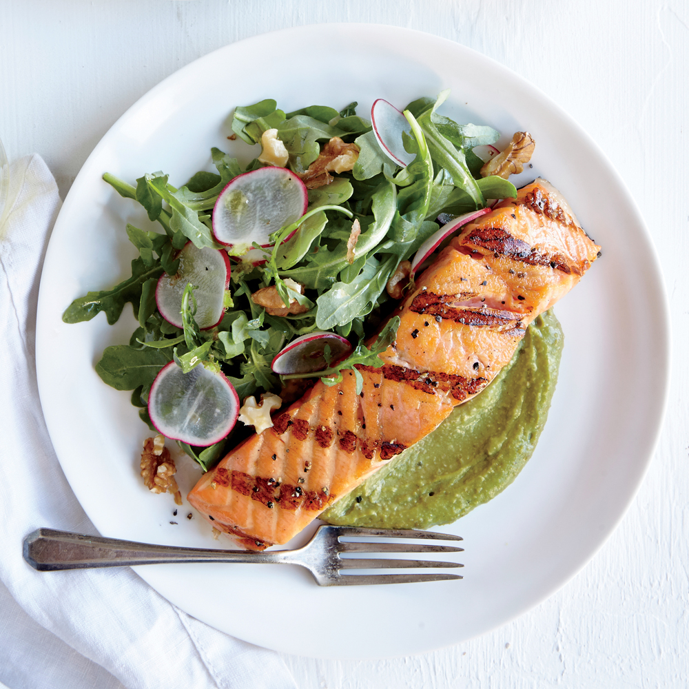Salmon with Walnut-Avocado Guacamole Salmon with Walnut-Avocado Guacamole