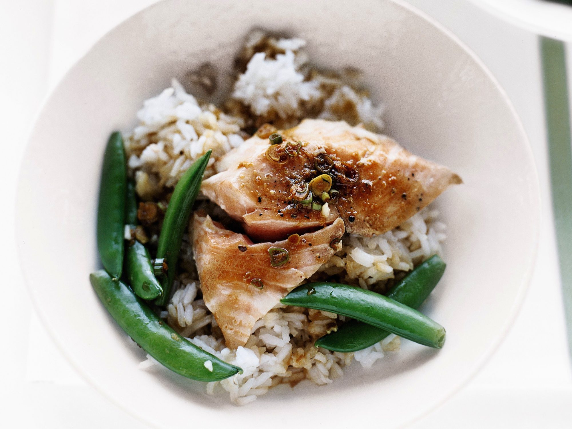 One-Pot Salmon with Snap Peas and Rice