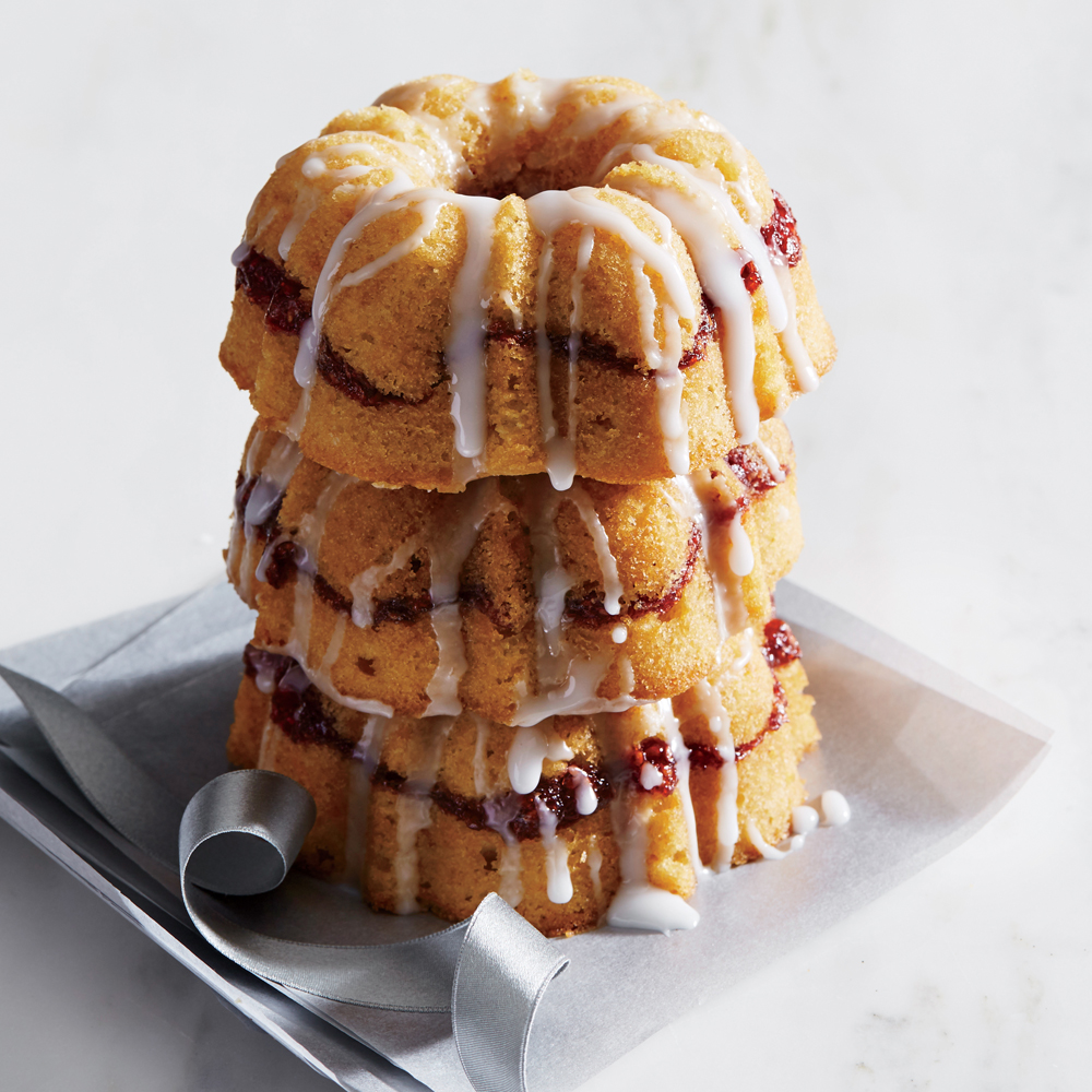 Raspberry-Swirl Mini Bundt Cakes