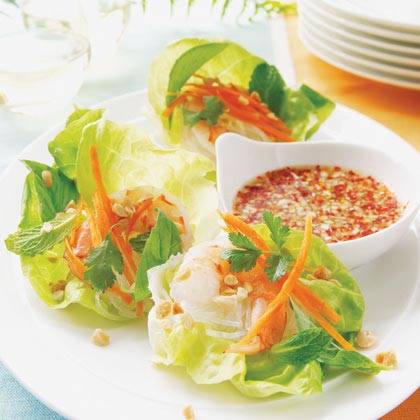 Vietnamese Shrimp Lettuce Wraps with Spicy Lime Dipping Sauce Vietnamese Shrimp Lettuce Wraps with Spicy Lime Dipping Sauce