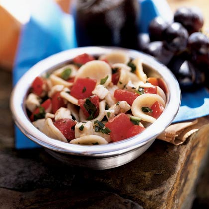Orecchiette with Tomatoes, Fresh Mozzarella, and Basil Orecchiette with Tomatoes, Fresh Mozzarella, and Basil