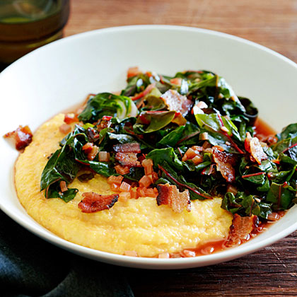 Spicy Rainbow Chard with Bacon and Polenta Spicy Rainbow Chard with Bacon and Polenta