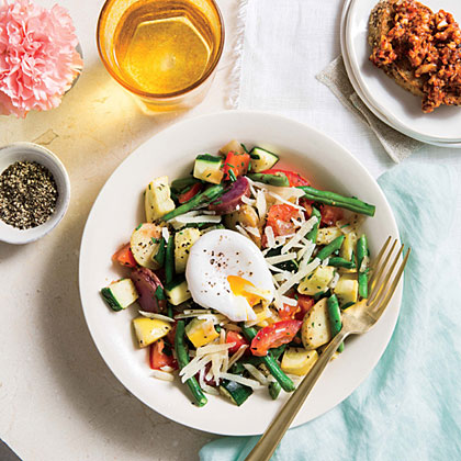 Vegetable Hash with Poached Eggs Vegetable Hash with Poached Eggs