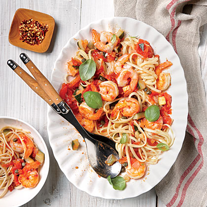 Pasta with Shrimp and Tomato-Caper Sauce Pasta with Shrimp and Tomato-Caper Sauce