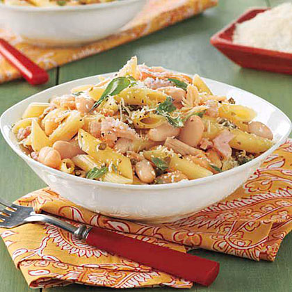 Penne with Tuna, Capers and Beans