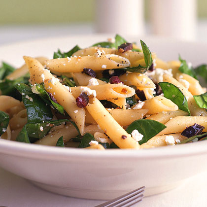 Penne with Spinach, Feta, and Olives