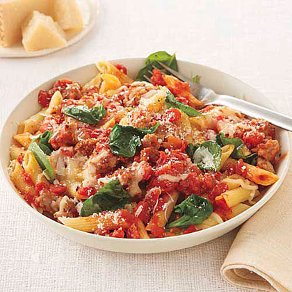 Penne with Spinach and Sausage Penne with Spinach and Sausage