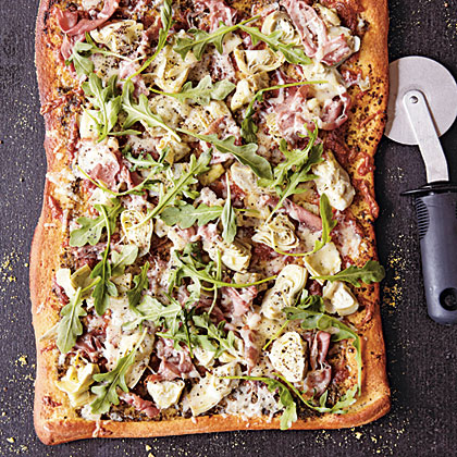 Artichoke and Arugula Pizza with Prosciutto Artichoke and Arugula Pizza with Prosciutto