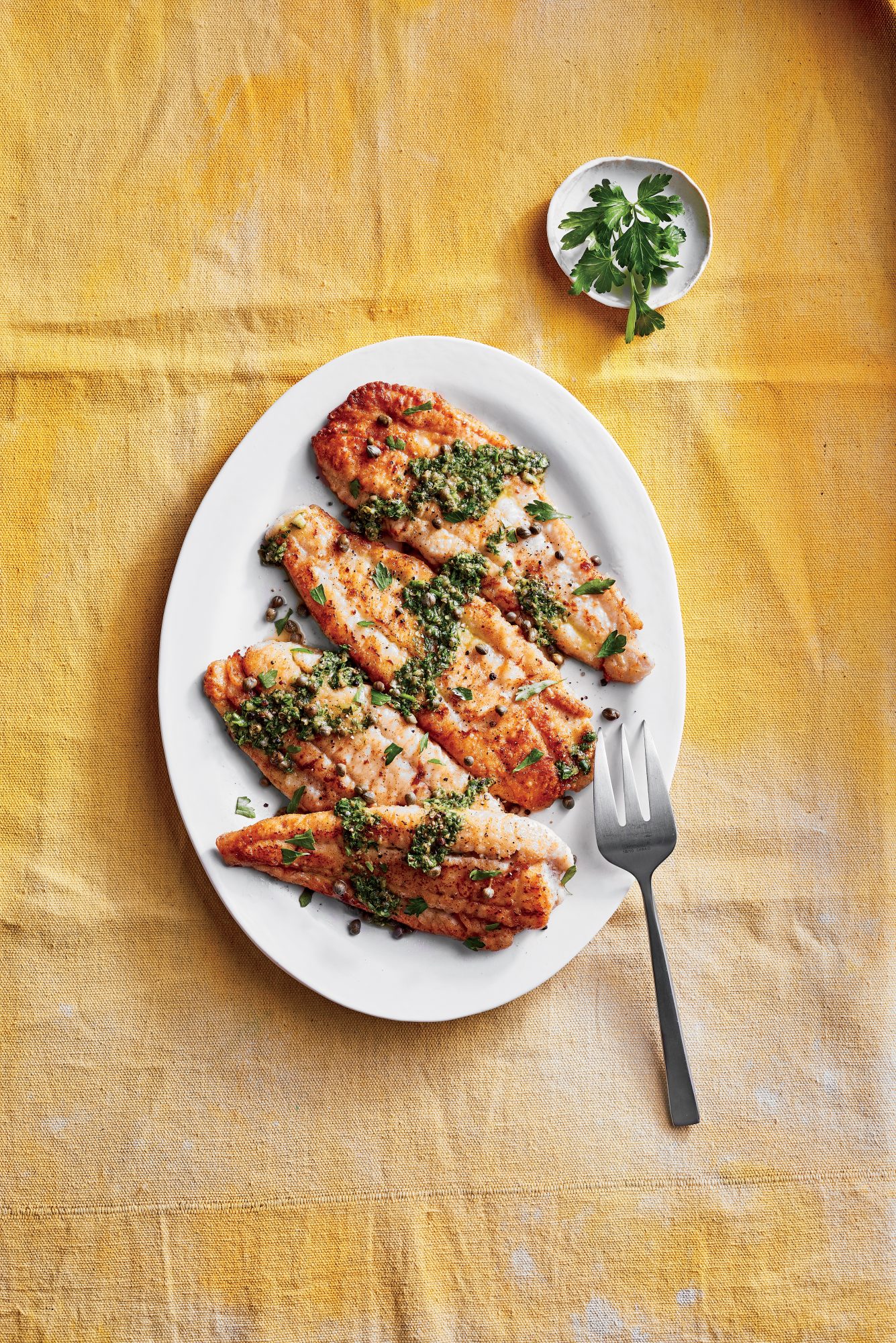 Flounder Piccata with Italian Salsa Verde