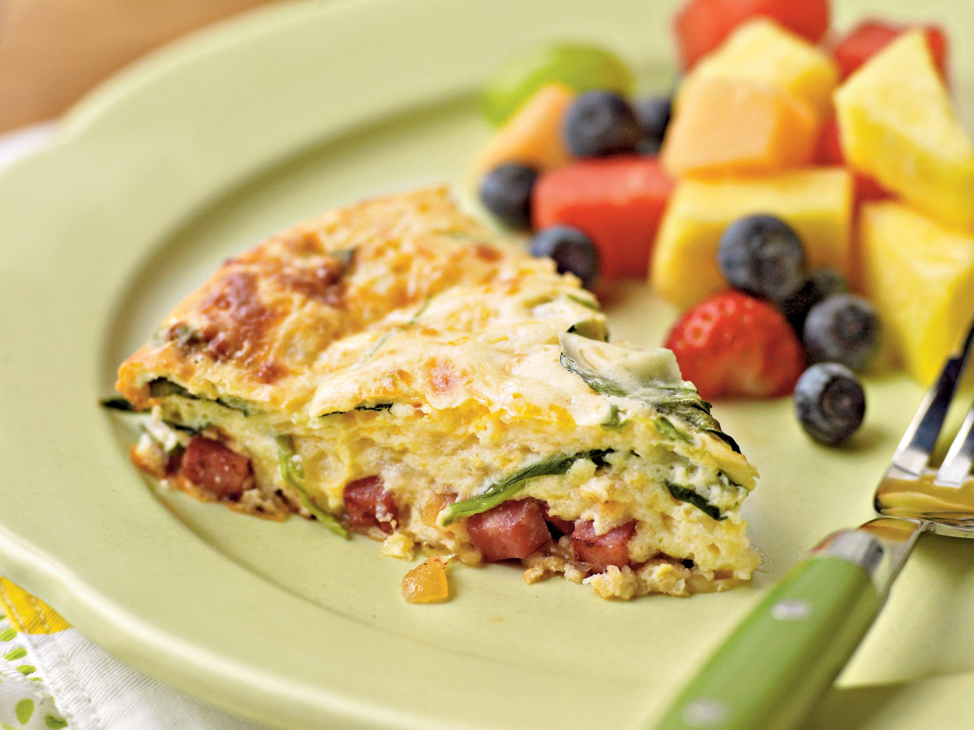 Crustless Smoked Turkey and Spinach Quiche