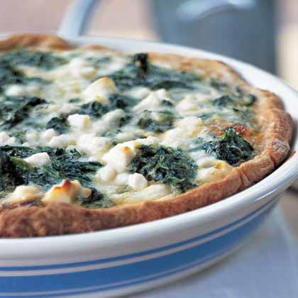 Spinach, Caramelized Onion, and Feta Quiche
