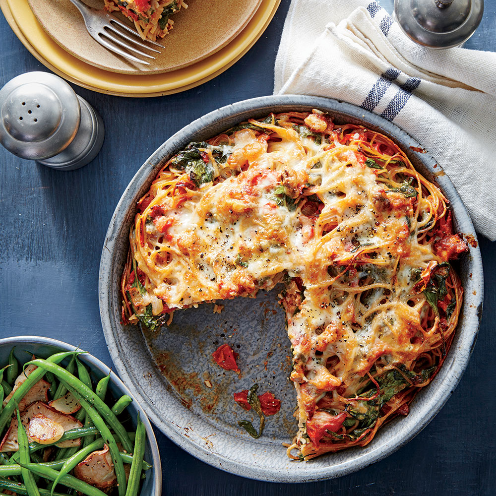 Sausage and Spinach Spaghetti Pie Sausage and Spinach Spaghetti Pie