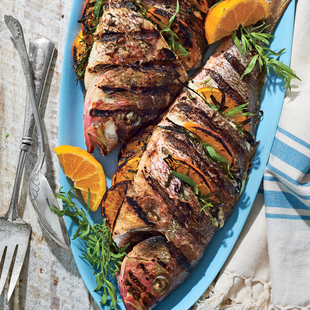 Grilled Whole Snapper with Tarragon and Tangerines Grilled Whole Snapper with Tarragon and Tangerines