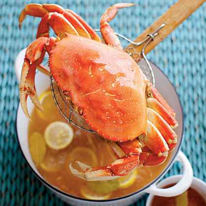 Simple Boiled Crabs with Garlic-Vermouth Butter