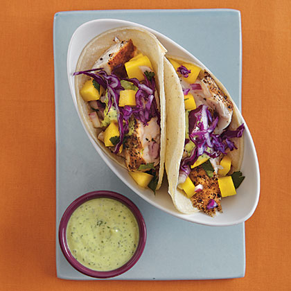 Fish Tacos with Lime Crema and Mango Salsa Fish Tacos with Lime Crema and Mango Salsa
