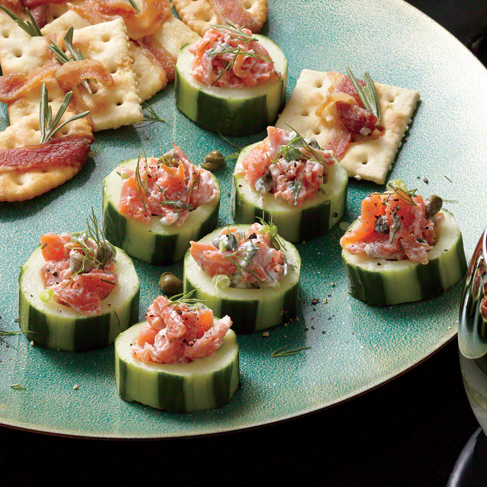 Smoked Salmon Salad in Cucumber Cups