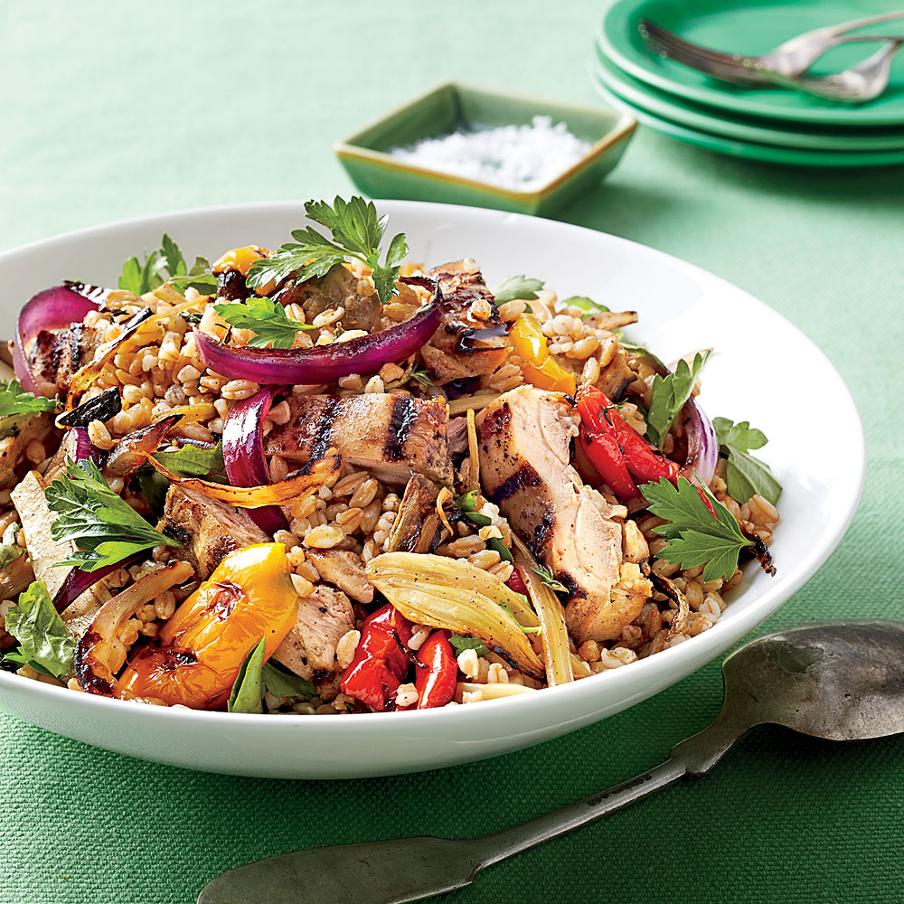 Chicken, Farro, and Vegetable Salad with Lemon Vinaigrette Chicken, Farro, and Vegetable Salad with Lemon Vinaigrette