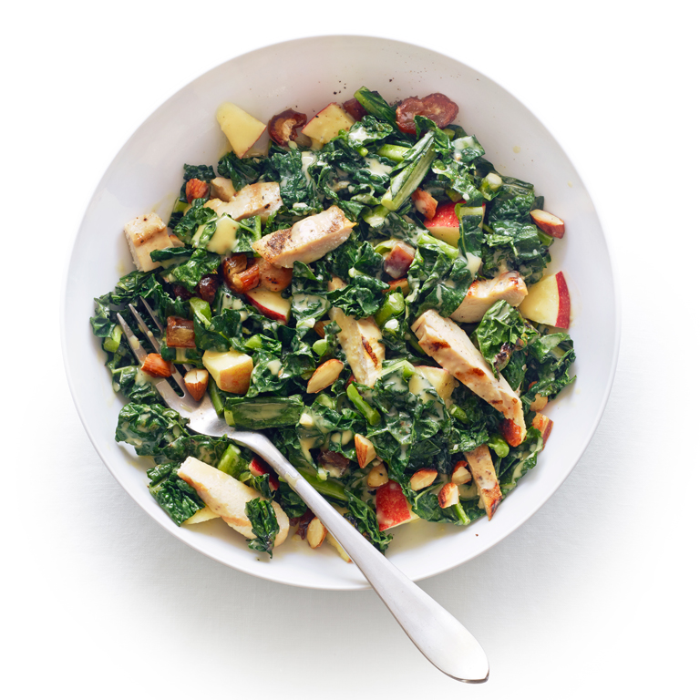 Grilled Chicken and Kale Salad with Tahini Lemon Dressing