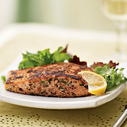 Herb-Crusted Salmon with Mixed Greens Salad Herb-Crusted Salmon with Mixed Greens Salad
