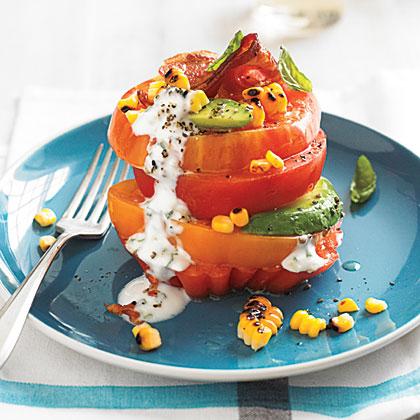 Tomato Stack Salad with Corn and Avocado Tomato Stack Salad with Corn and Avocado