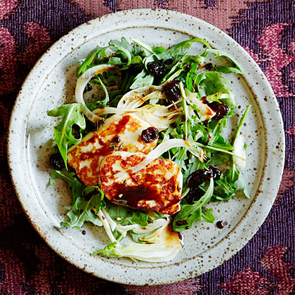 Arugula and Halloumi Salad with Pomegranate Molasses Dressing Arugula and Halloumi Salad with Pomegranate Molasses Dressing