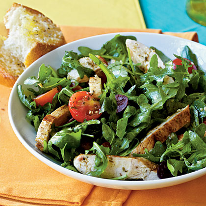 Herbed Arugula-Tomato Salad with Chicken Herbed Arugula-Tomato Salad with Chicken