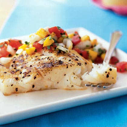 Grilled Halibut and Fresh Mango Salsa Grilled Halibut and Fresh Mango Salsa