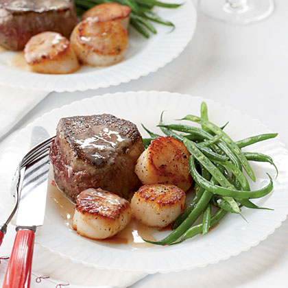 Steak and Scallops with Champagne-Butter Sauce Steak and Scallops with Champagne-Butter Sauce