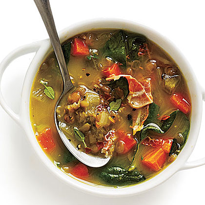 Spinach and Lentil Soup with Cheese and Basil Spinach and Lentil Soup with Cheese and Basil