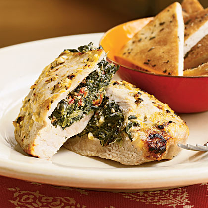 Pork Chops Stuffed with Feta and Spinach