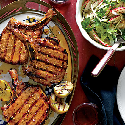 Grilled Pork Chops with Apple-Bourbon Glaze Grilled Pork Chops with Apple-Bourbon Glaze