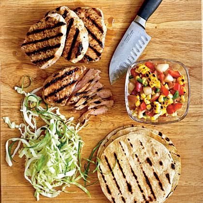 Grilled Pork Tacos with Summer Corn and Nectarine Salsa Grilled Pork Tacos with Summer Corn and Nectarine Salsa