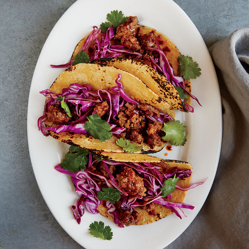 Beef Chorizo Tacos with Cabbage Slaw Beef Chorizo Tacos with Cabbage Slaw