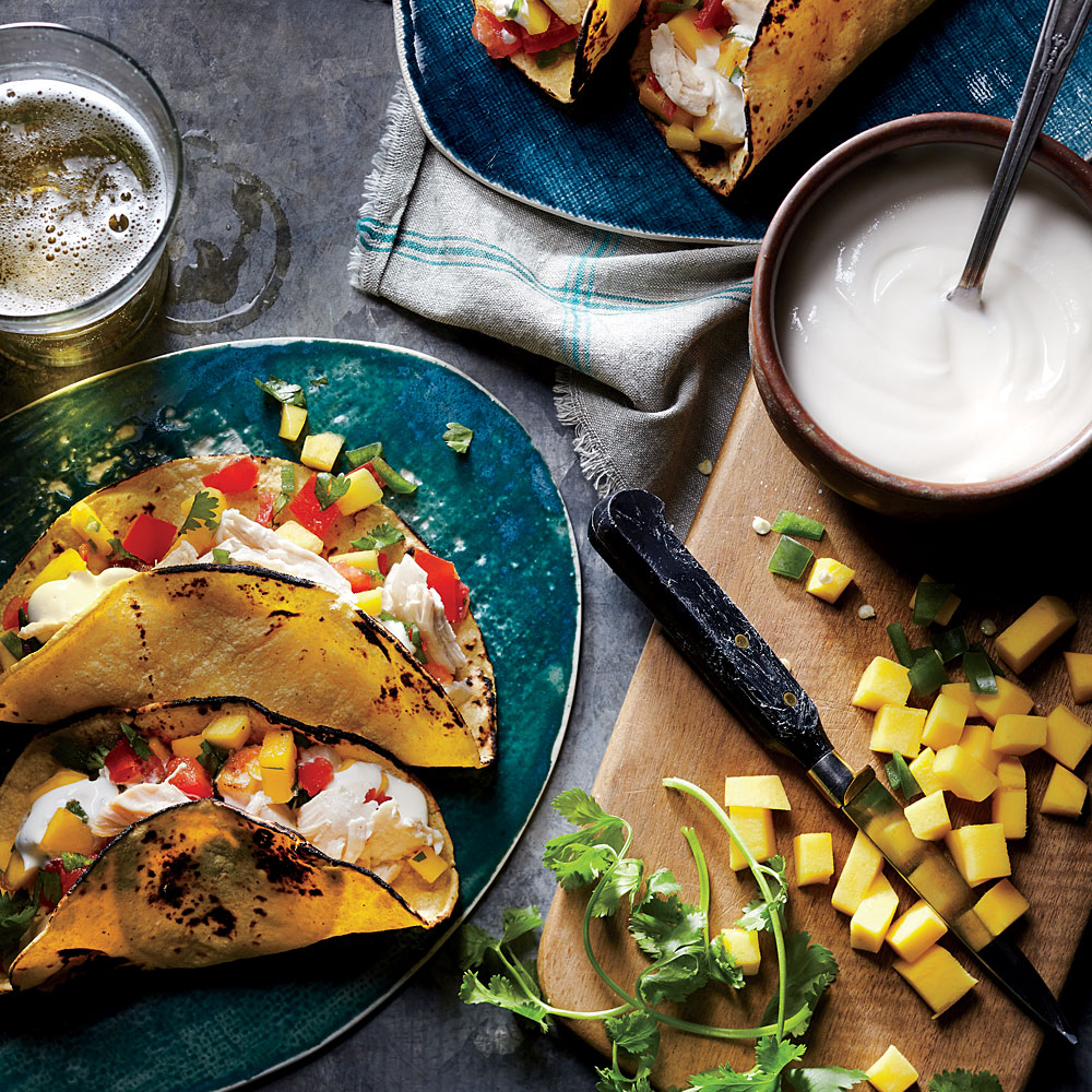 Shredded Chicken Tacos with Mango Salsa Shredded Chicken Tacos with Mango Salsa