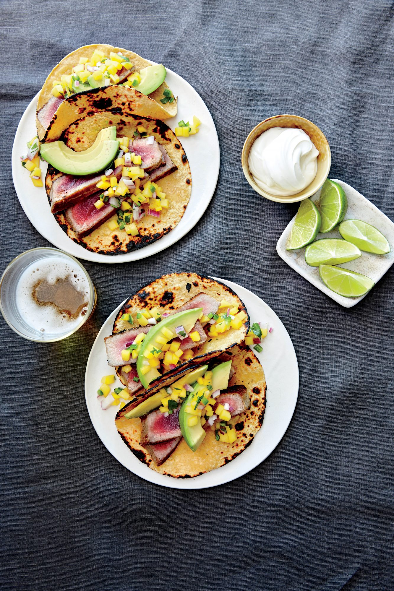 Pan-Seared Tuna Tacos with Avocado and Mango Salsa