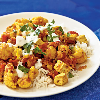 Indian-Style Tofu and Cauliflower with Chutney Indian-Style Tofu and Cauliflower with Chutney