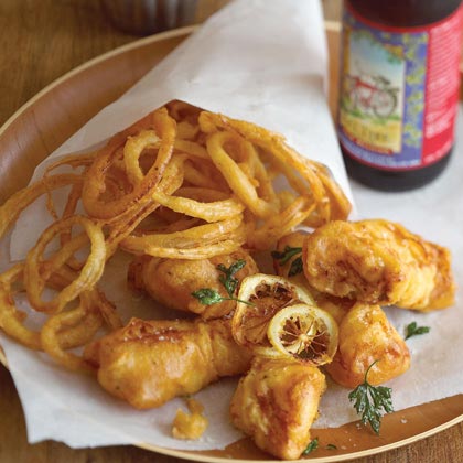 Beer-battered Cod and Onion Rings Beer-battered Cod and Onion Rings
