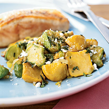 Sautéed Baby Squash with Basil and Feta Sautéed Baby Squash with Basil and Feta
