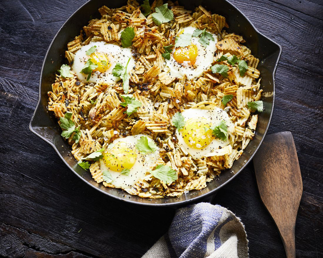 Eggs on Potato Chips