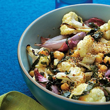 Roasted Cauliflower and Shallots with Chard and Dukkah Roasted Cauliflower and Shallots with Chard and Dukkah